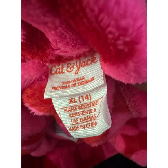 Girls 2pc Hearts Long Sleeve Cozy Pajama Set Cat & Jack Pink L (10/12) Soft New - Picture 2 of 4